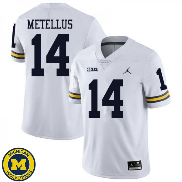 Men's Michigan Wolverines #14 Josh Metellus White Jordan Brand Replica Jersey